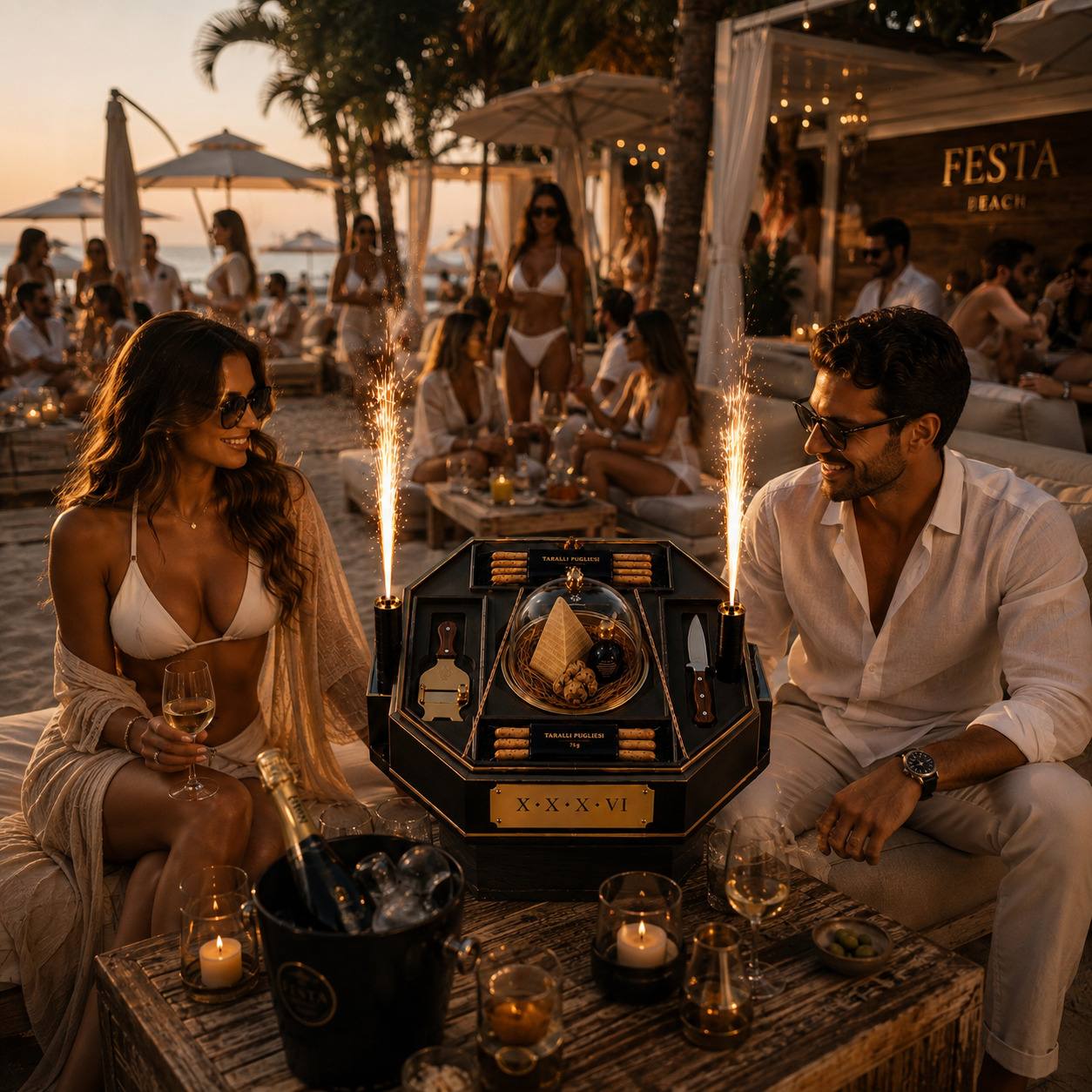 Festa Beach: il cofanetto XXXVI in un beach club al tramonto