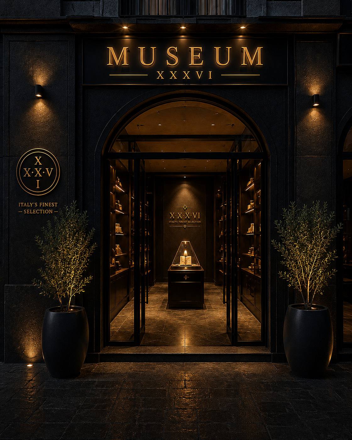 L'ingresso Museum XXXVI con lampadario, vista laterale