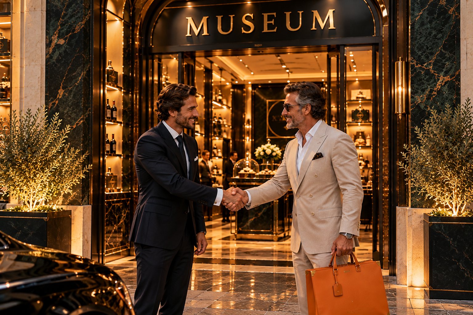 L’accoglienza del partner davanti al Museum